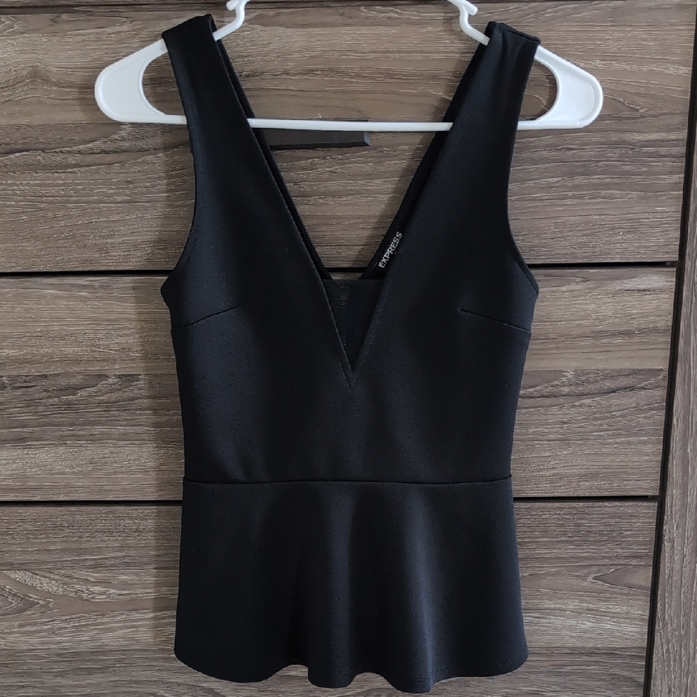 Elegant Black Sleeveless Peplum Top